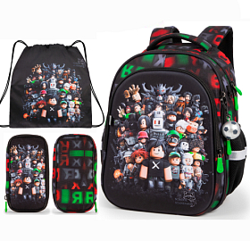 Рюкзак ортопедичний з пеналом та мішком 3 в 1 для хлопчика School Standard 38х30х18 см Роблокс для першокласника (Full 150-42)